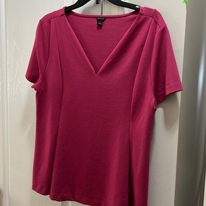 Ann Taylor Short Sleeve VNeck Top Rose Color Size XL